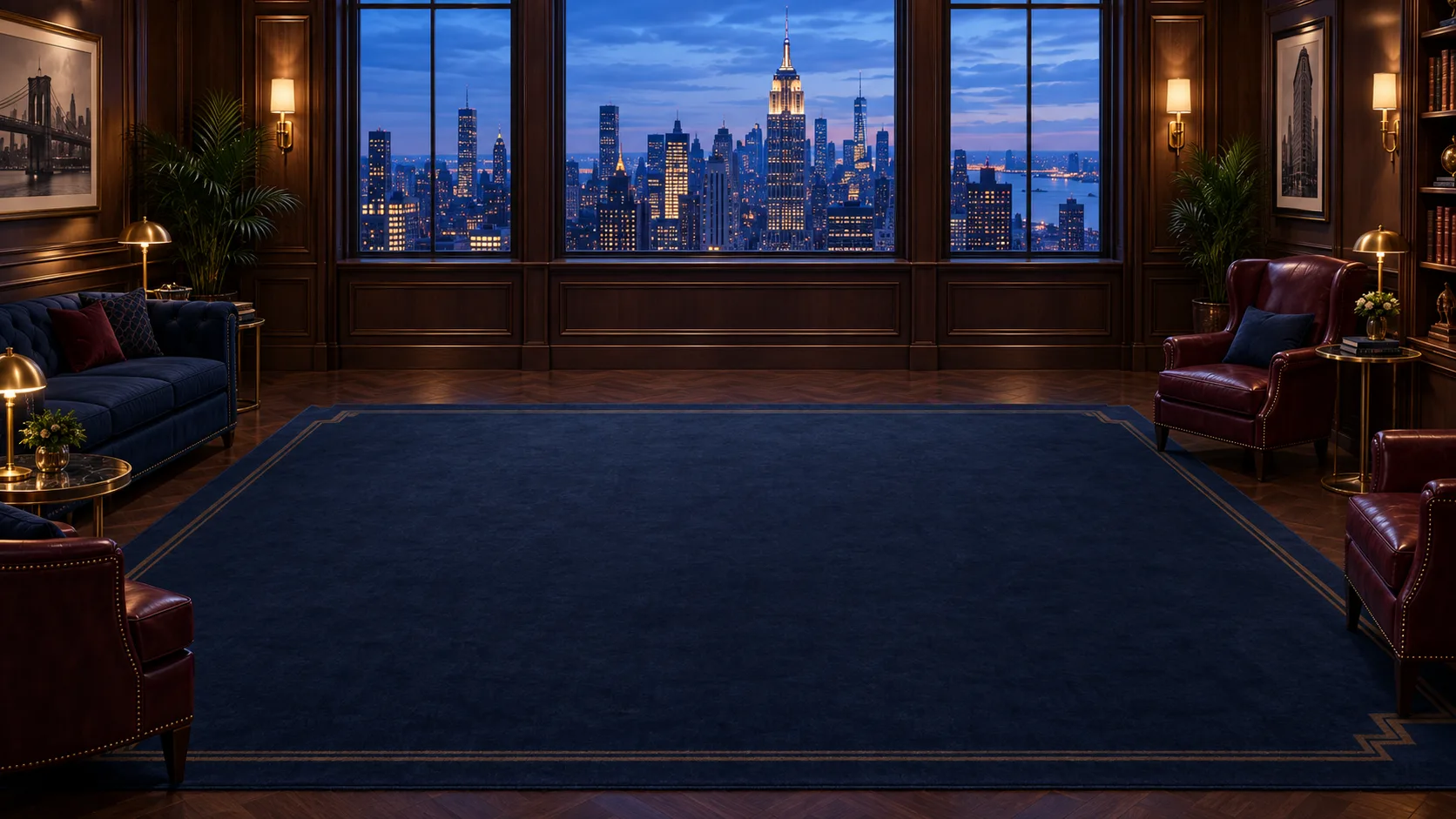 Illustrated New York room used as a poker table theme